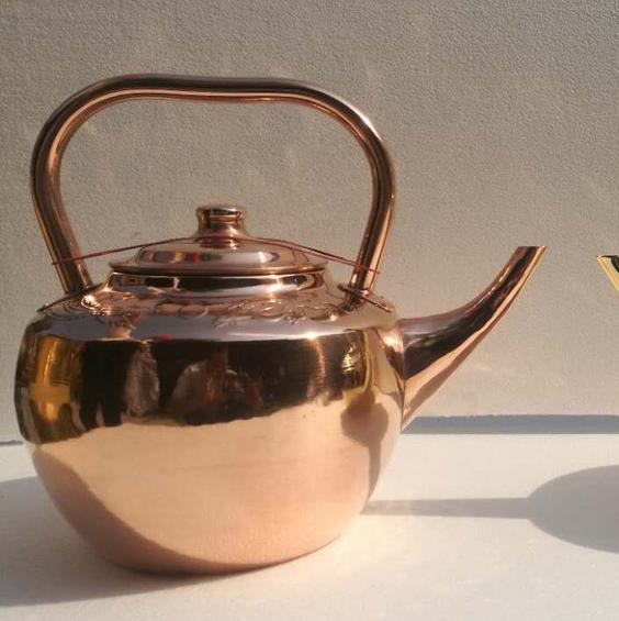 炳权纯紫铜黄铜小茶碗 双层防烫小盖碗